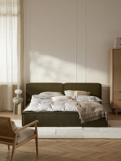 Lenvarro Upholstered Bed in Bouclé with Storage