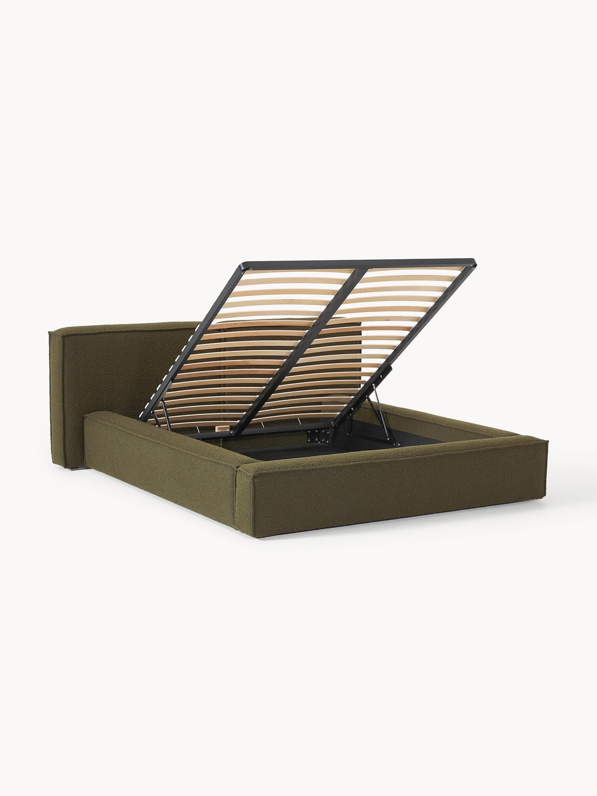 Lenvarro Upholstered Bed in Bouclé with Storage