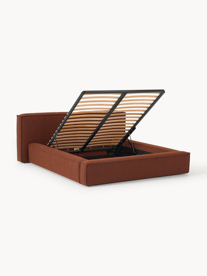 Lenvarro Upholstered Bed in Bouclé with Storage