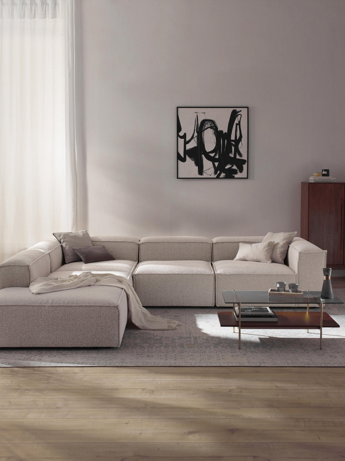 Lenvarro XL Modular Bouclé Corner Sofa (4-Seater)