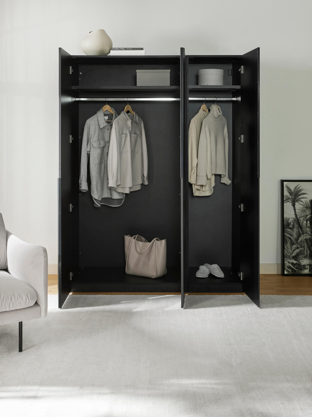 Leobrino Modular Hinged-Door Wardrobe, 150 cm Wide, in Various Sizes