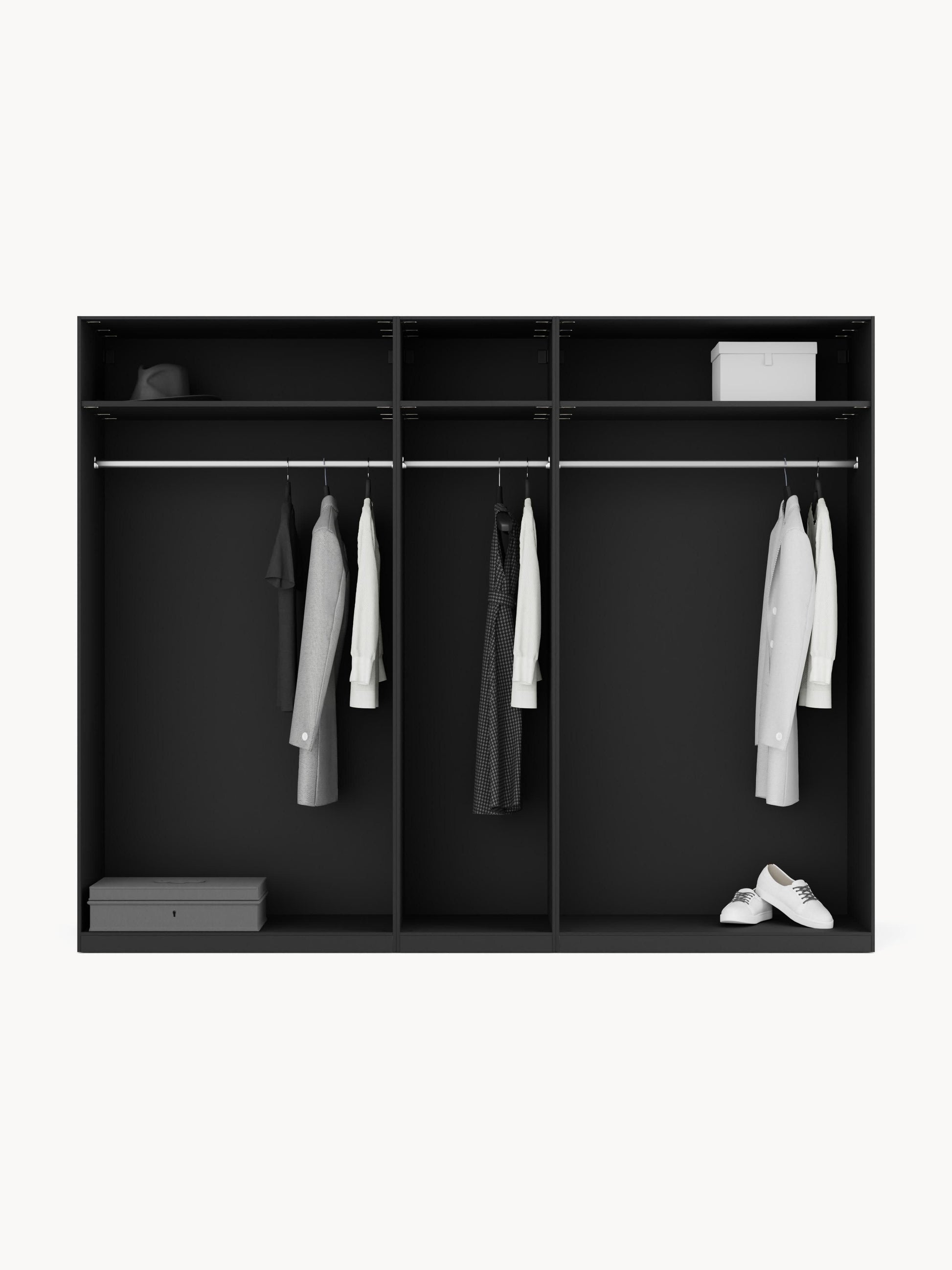Leobrino Modular Hinged-Door Wardrobe, 250 cm Wide, in Various Sizes