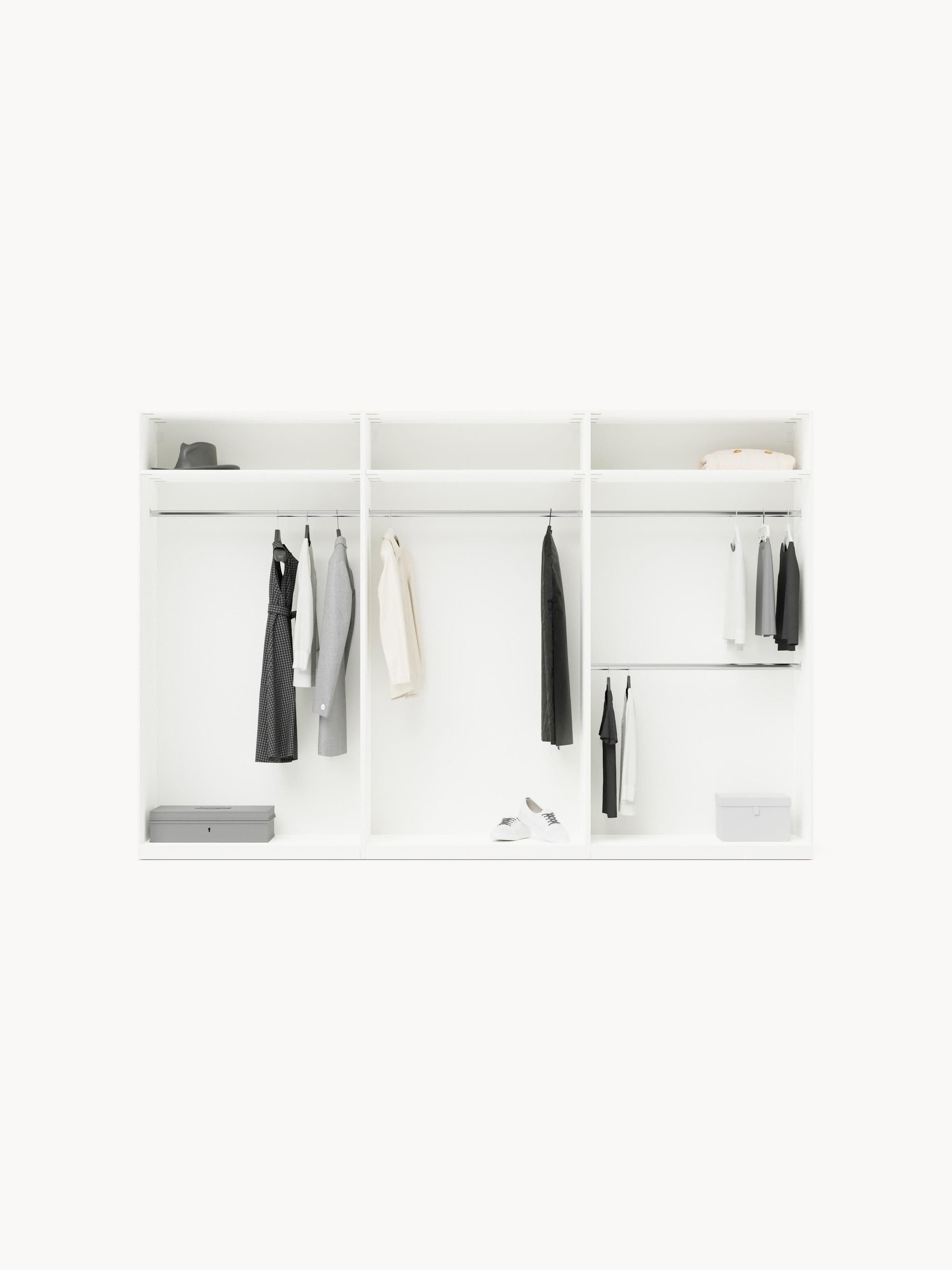 Leobrino Modular Hinged-Door Wardrobe, 300 cm Wide, in Various Sizes