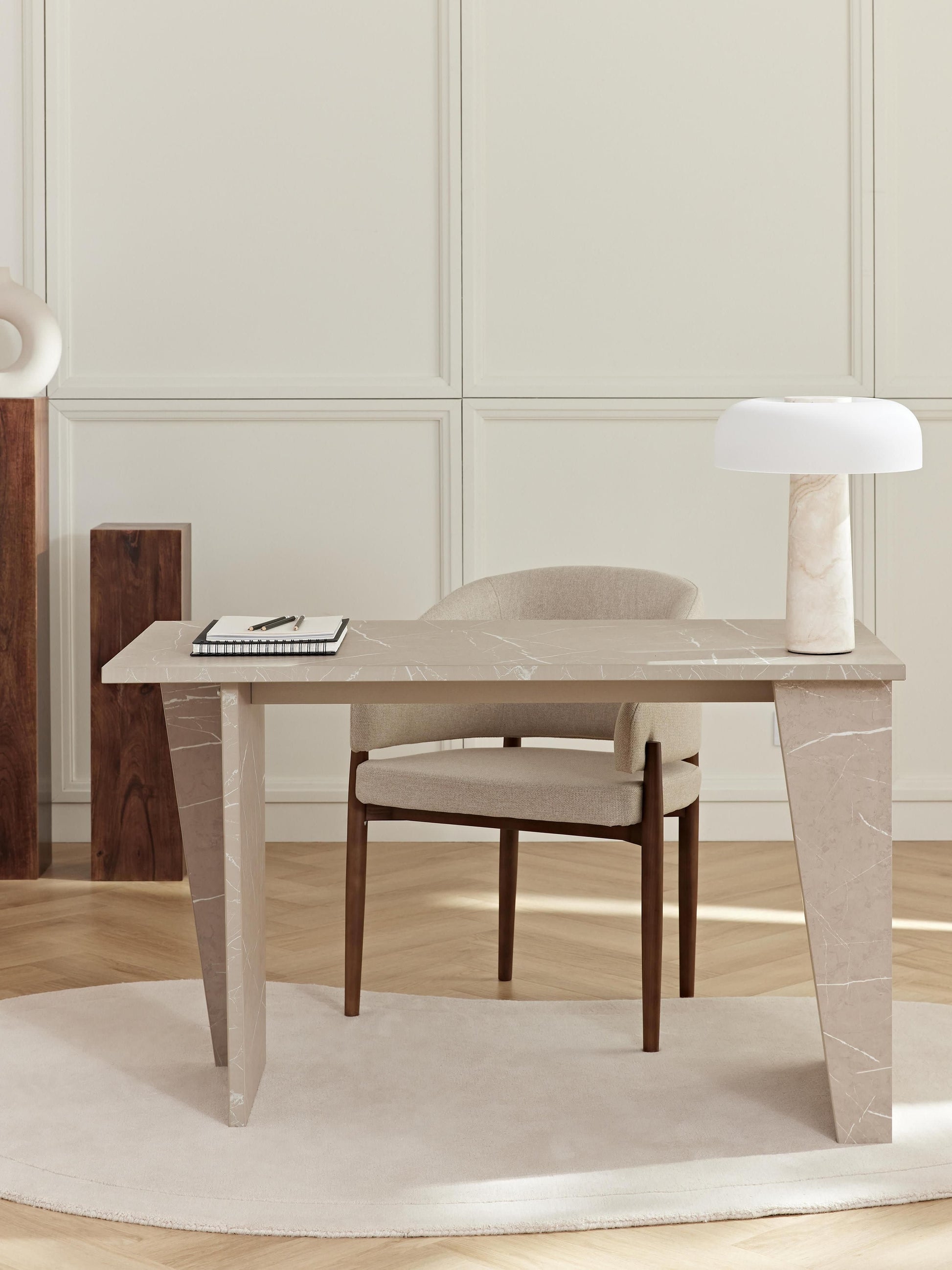 Liamberto Desk, Travertine Look