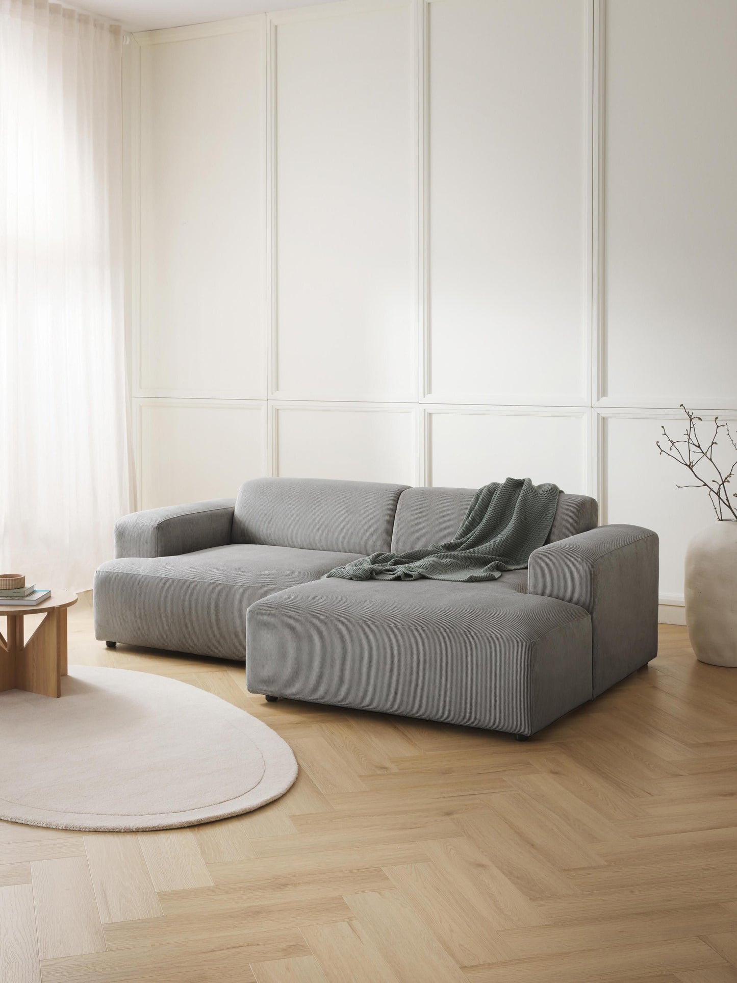 Melzara Corner Sofa in Corduroy (3-Seater)
