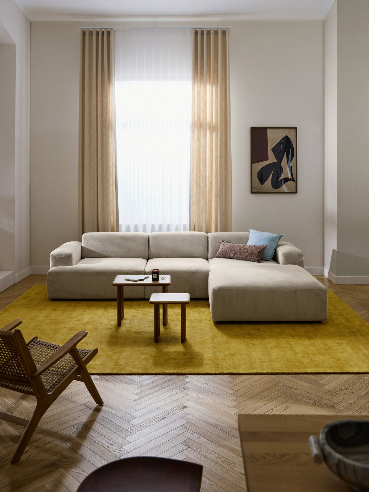 Melzara Corner Sofa in Corduroy (4-Seater)