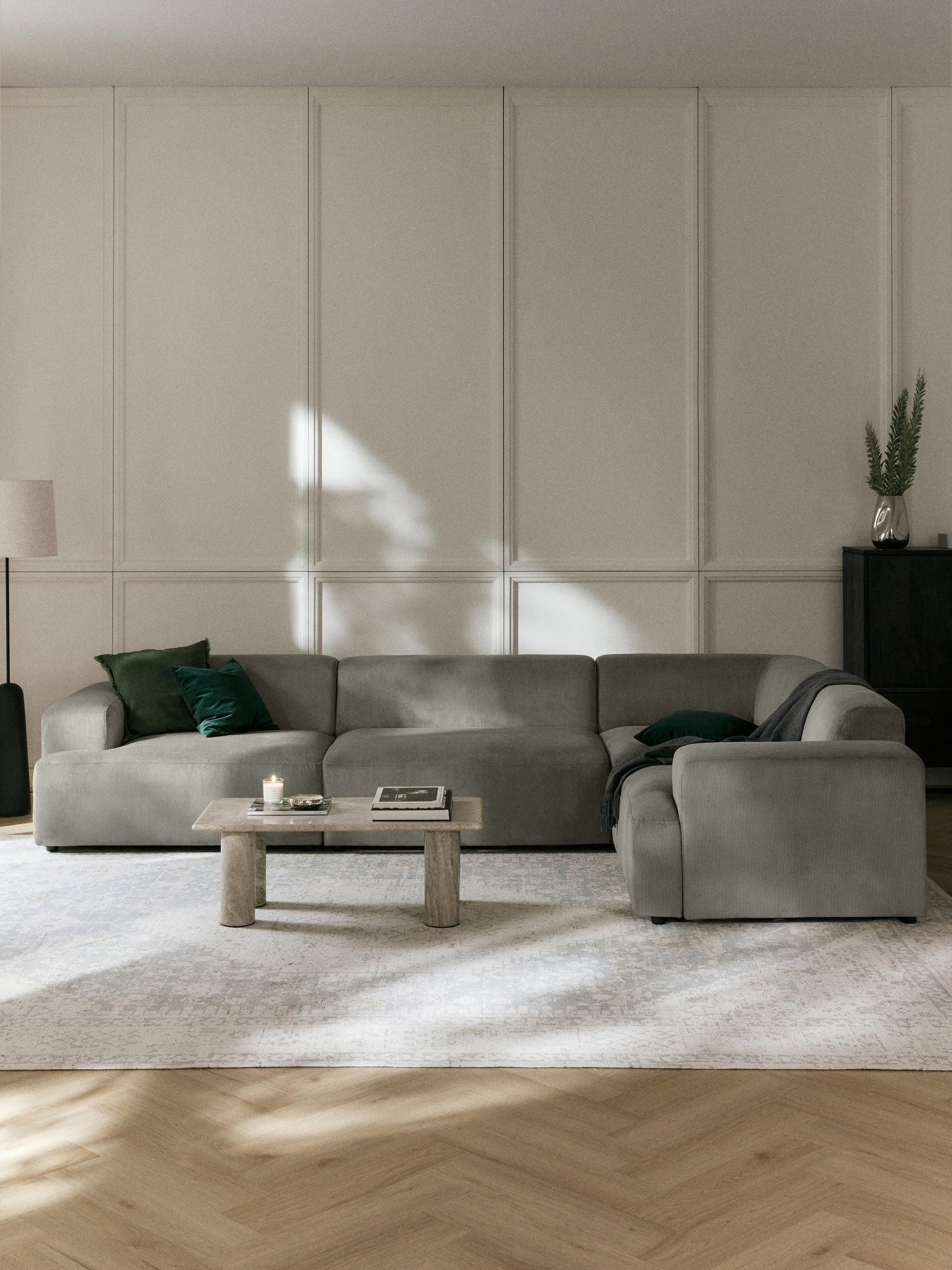 Melzara Large Corner Sofa in Corduroy (4-Seater)