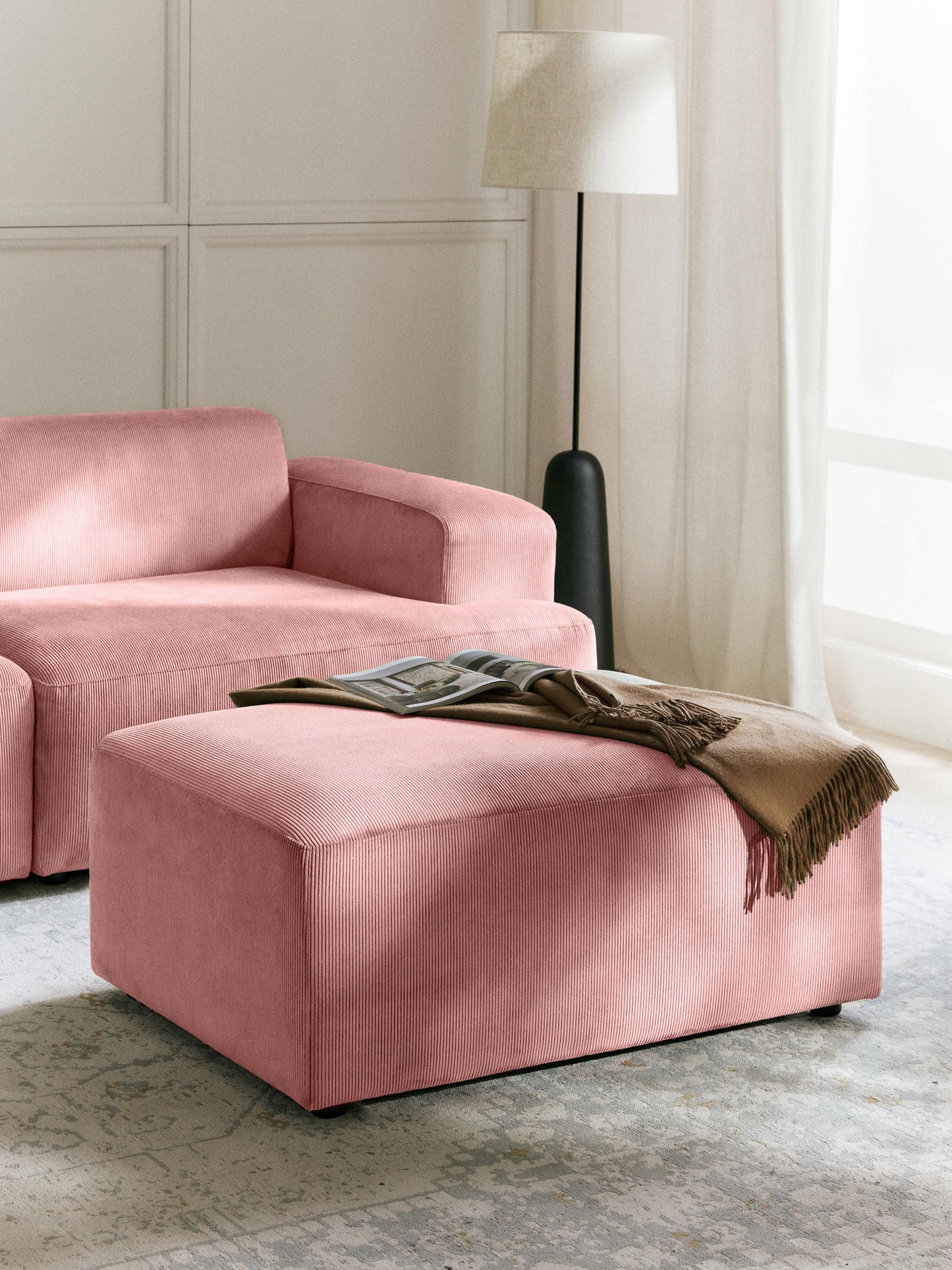 Melzara Stool in Corduroy, W 99 x D 72 cm