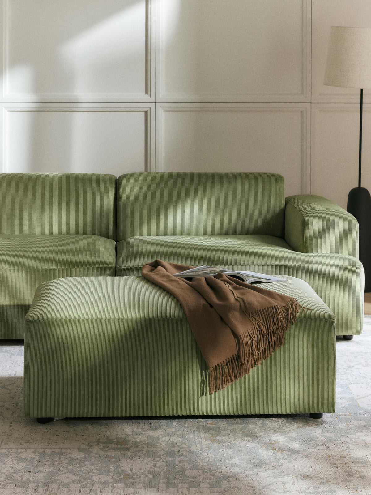 Melzara XL Corduroy Ottoman, W 116 x D 72 cm