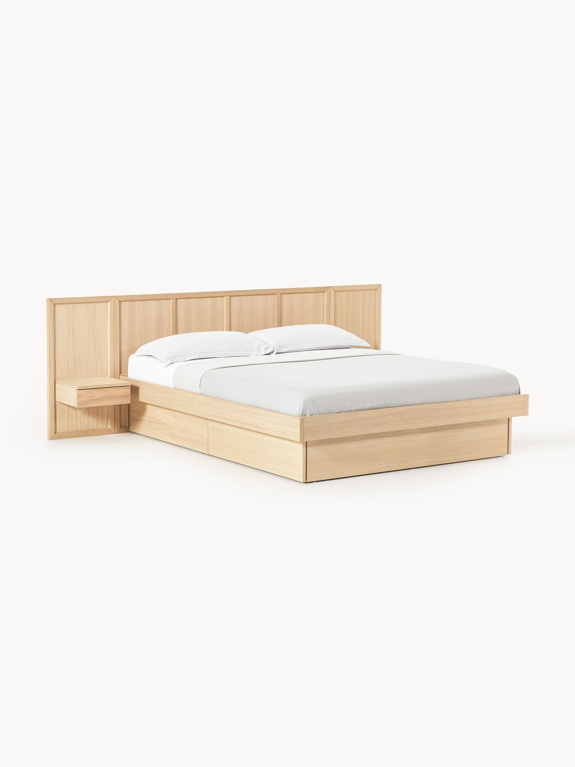 Nantiro Wooden Bed with Headboard and Bedside Tables