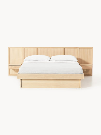 Nantiro Wooden Bed with Headboard and Bedside Tables