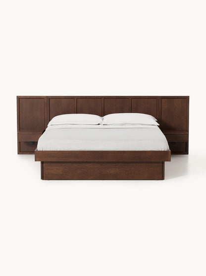 Nantiro Wooden Bed with Headboard and Bedside Tables