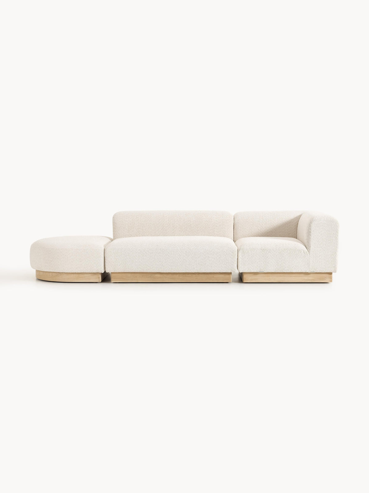 Natreza Modular Teddy Bouclé Ottoman with Stool (Left/Right)