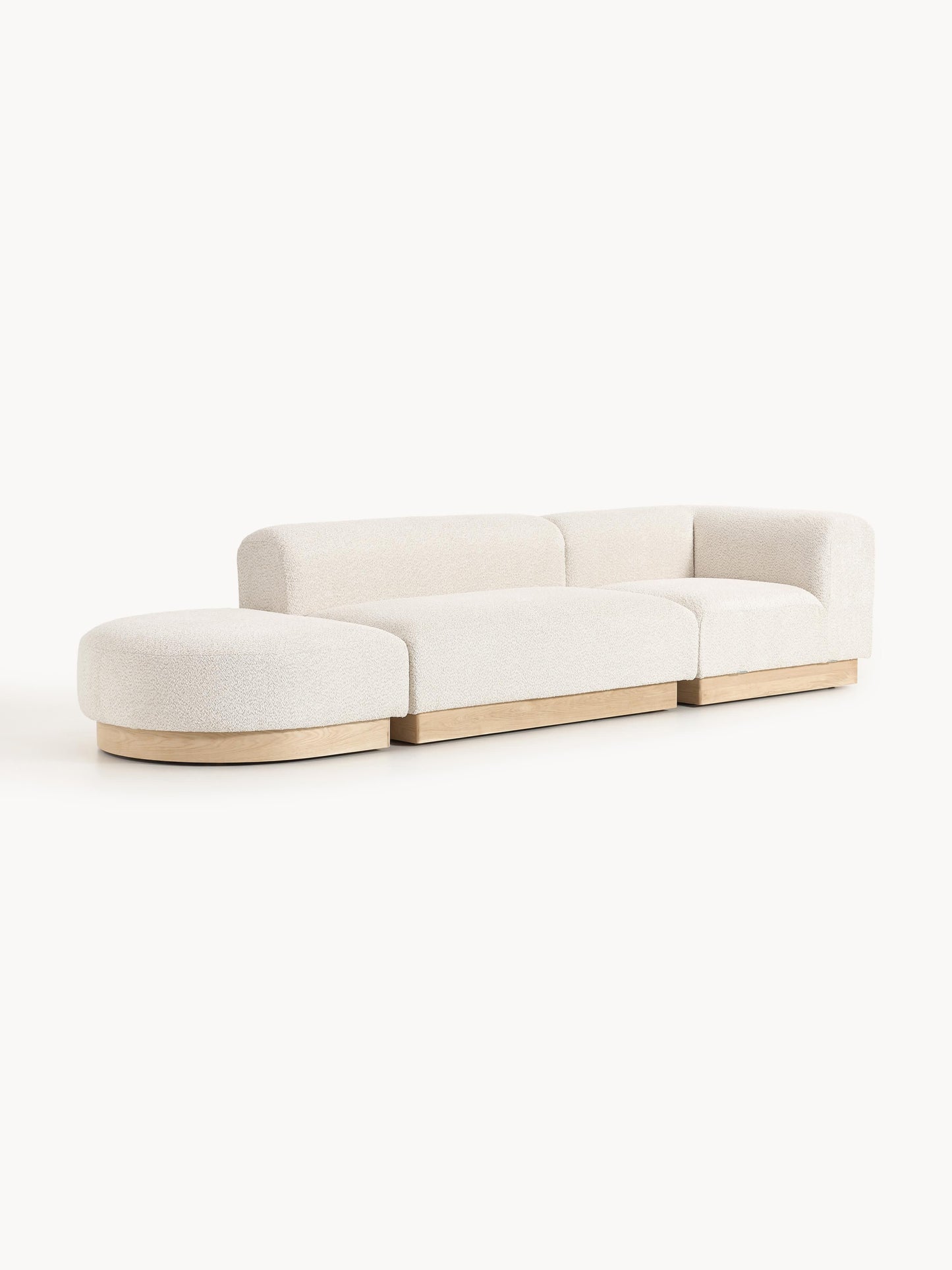 Natreza Modular Teddy Bouclé Ottoman with Stool (Left/Right)