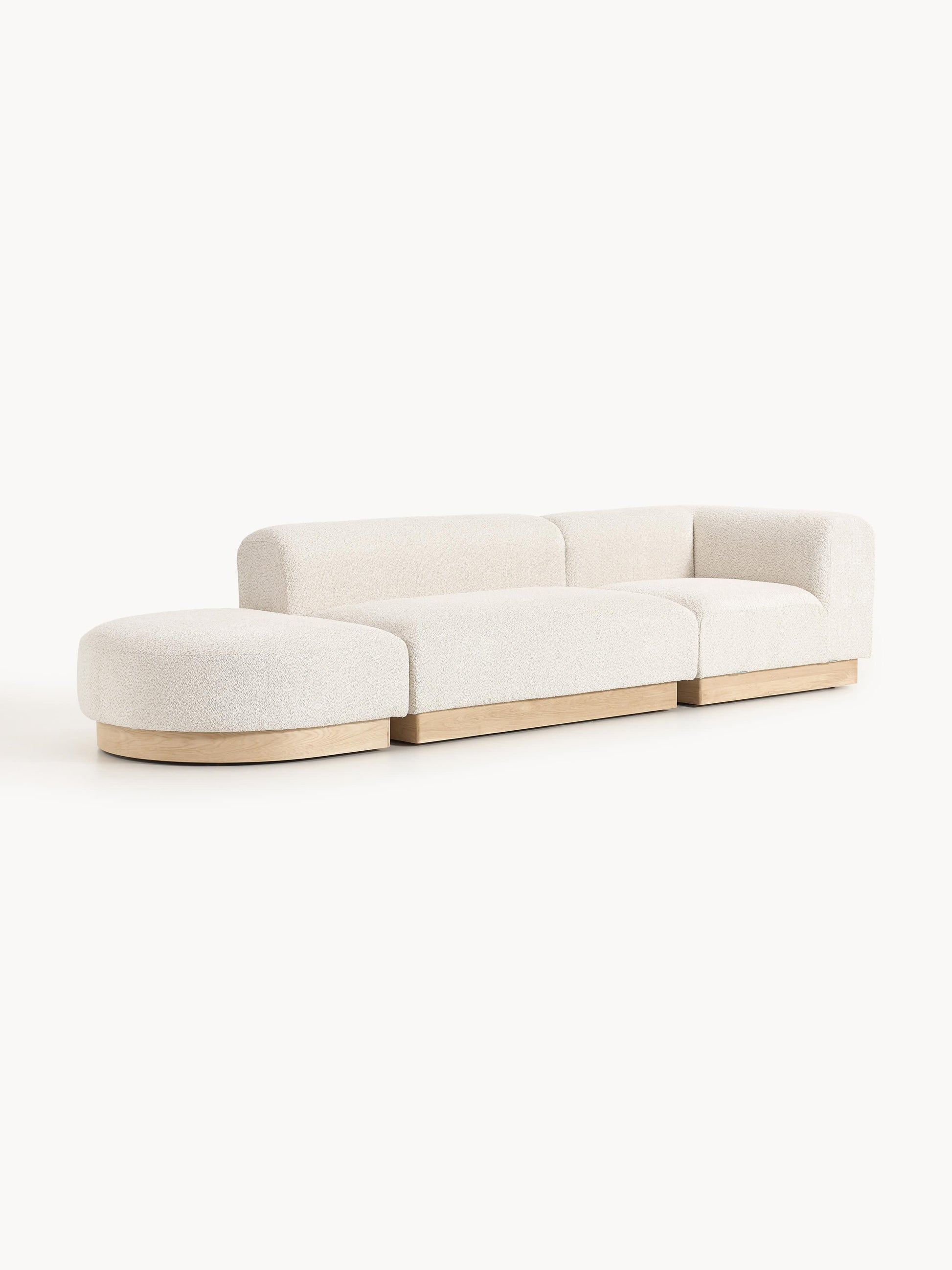 Natreza Modular Teddy Bouclé Ottoman with Stool (Left/Right)