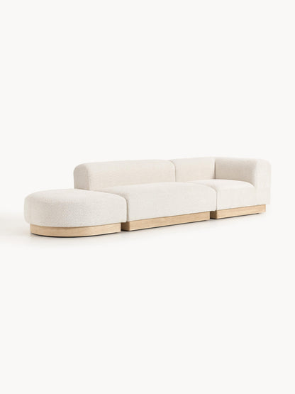 Natreza Modular Teddy Bouclé Ottoman with Stool (Left/Right)