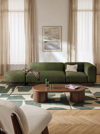 Natreza Modular Teddy Bouclé Ottoman with Stool (Left/Right)