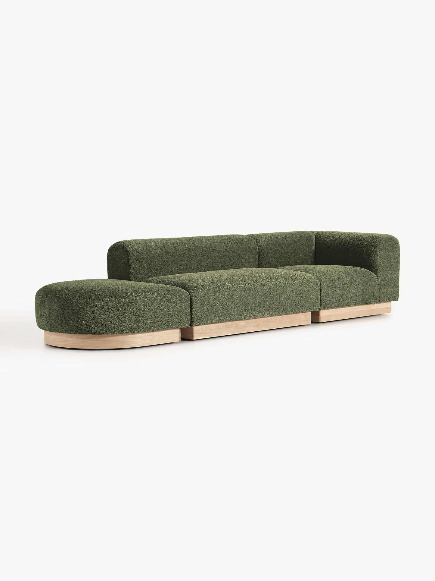 Natreza Modular Teddy Bouclé Ottoman with Stool (Left/Right)