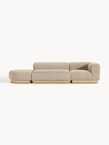 Natreza Modular Teddy Bouclé Ottoman with Stool (Left/Right)