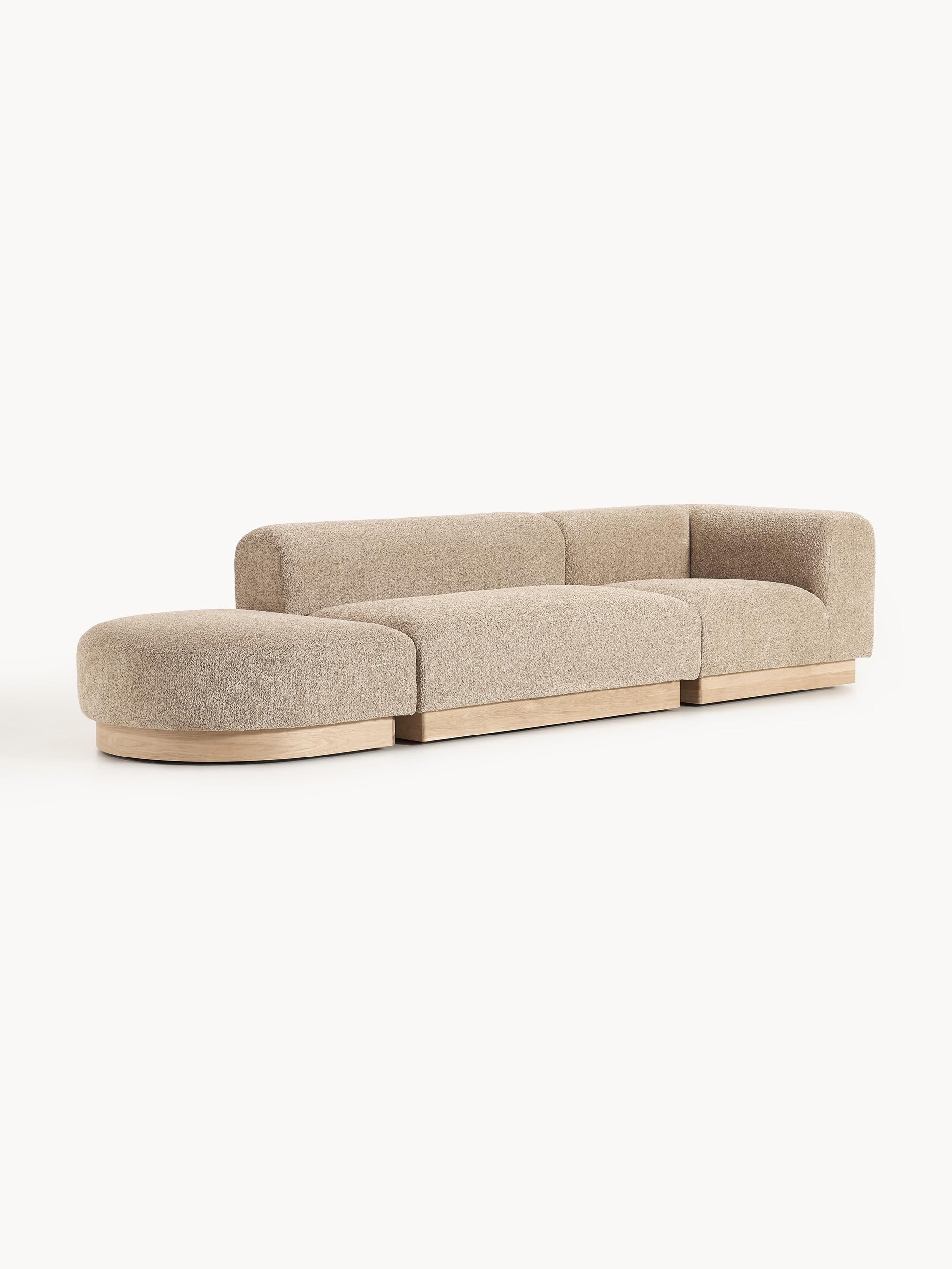 Natreza Modular Teddy Bouclé Ottoman with Stool (Left/Right)