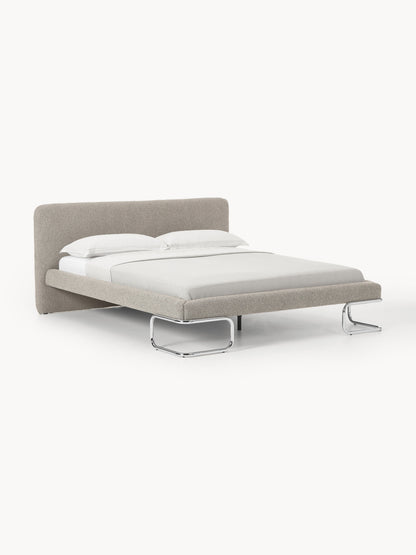 Olisandra Bouclé Upholstered Bed with Metal Legs