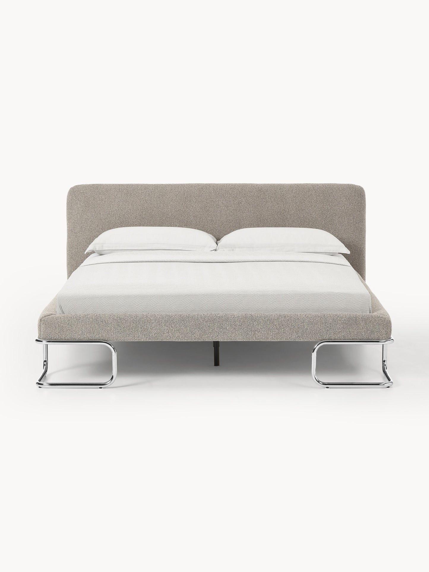 Olisandra Bouclé Upholstered Bed with Metal Legs