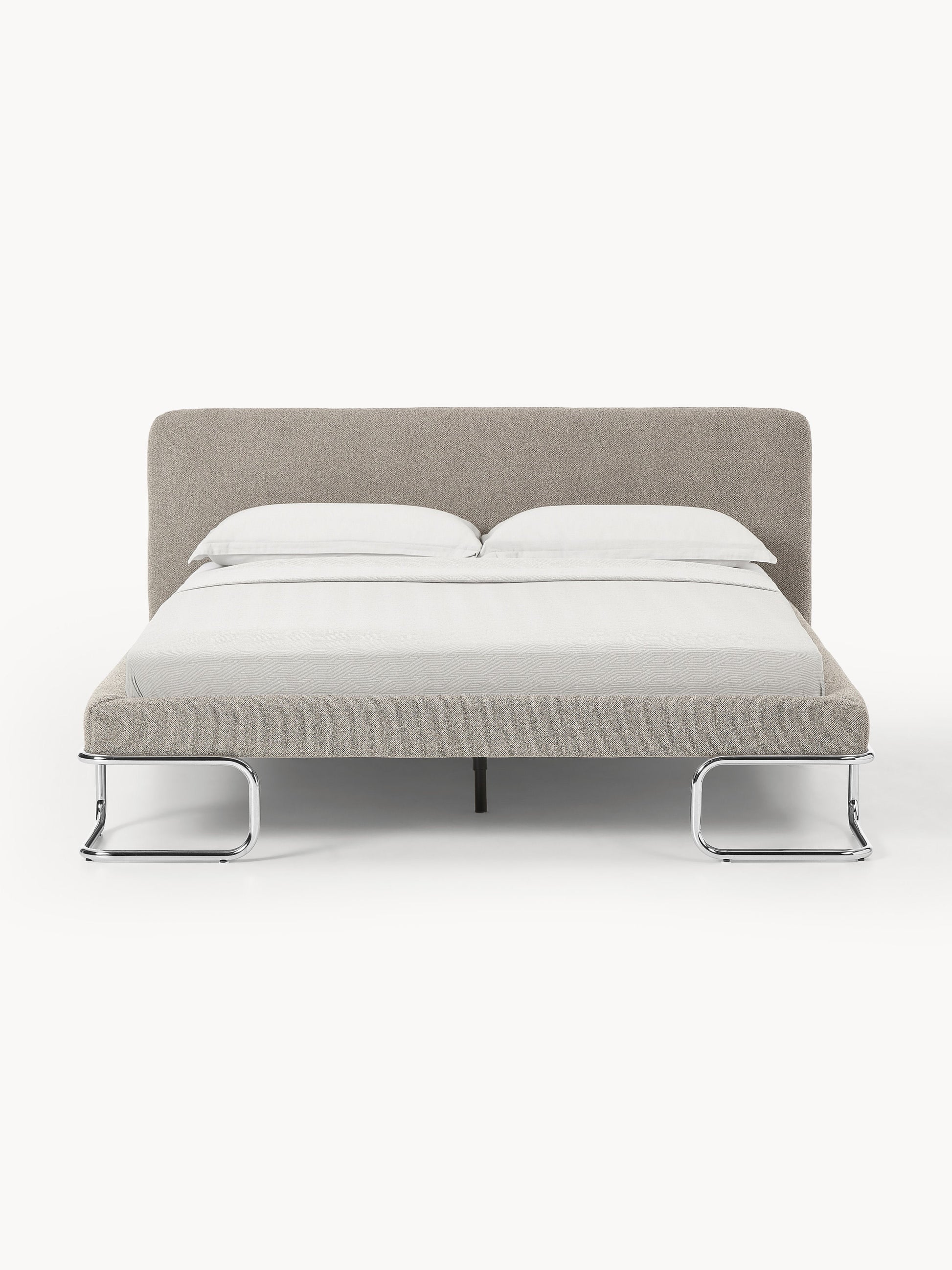Olisandra Bouclé Upholstered Bed with Metal Legs