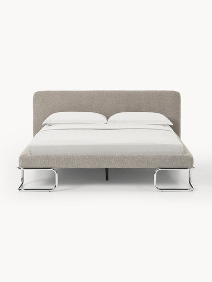 Olisandra Bouclé Upholstered Bed with Metal Legs
