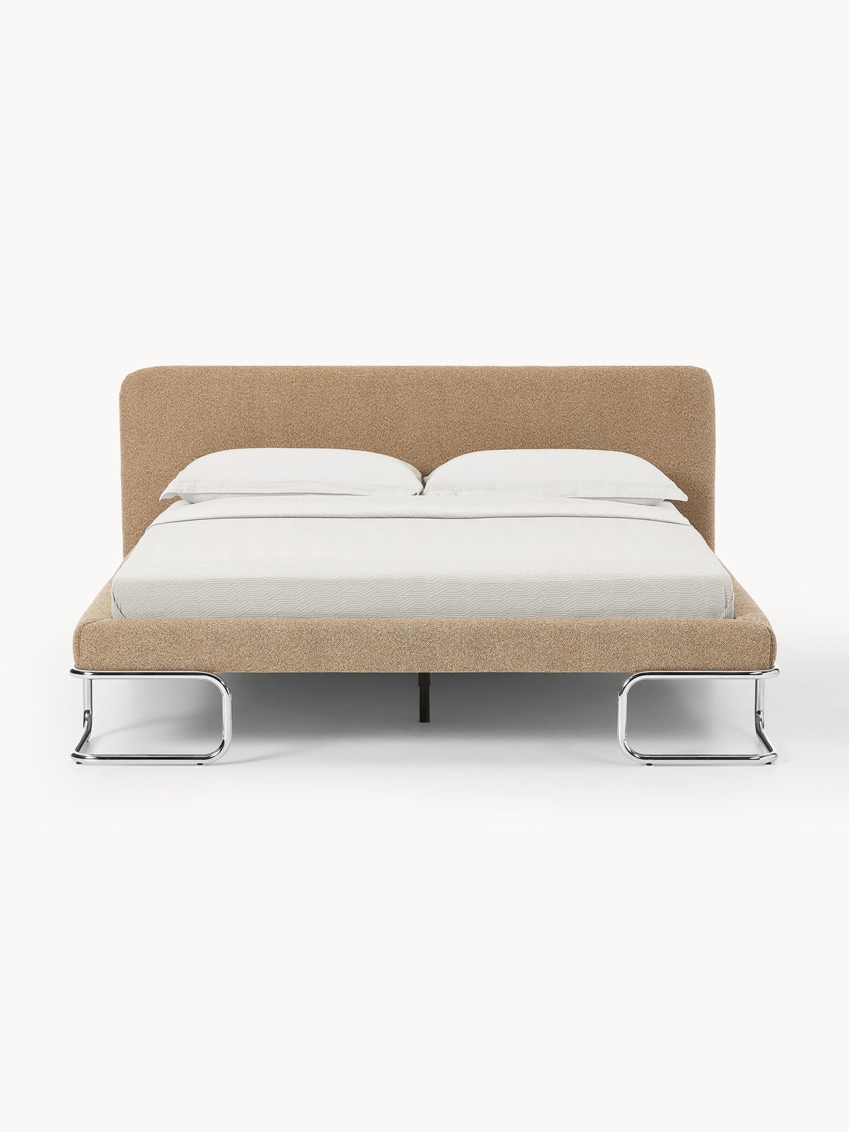 Olisandra Bouclé Upholstered Bed with Metal Legs