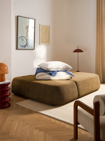 Paozetti Storage Sofa Bed in Teddy Bouclé