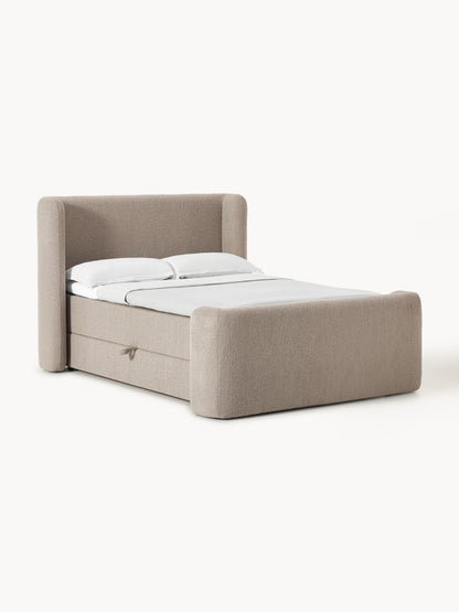 Perlisto Bouclé Box Spring Bed with Storage