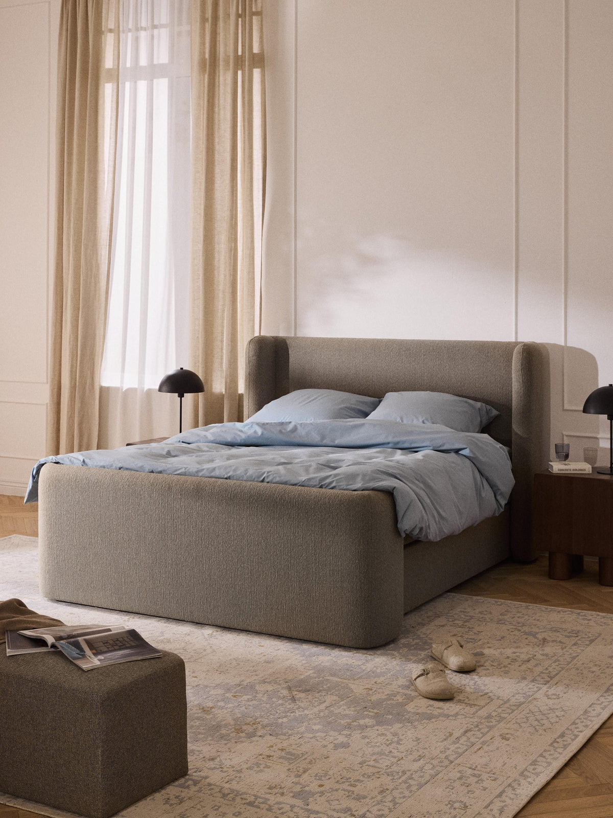 Perlisto Box Spring Bed in Bouclé