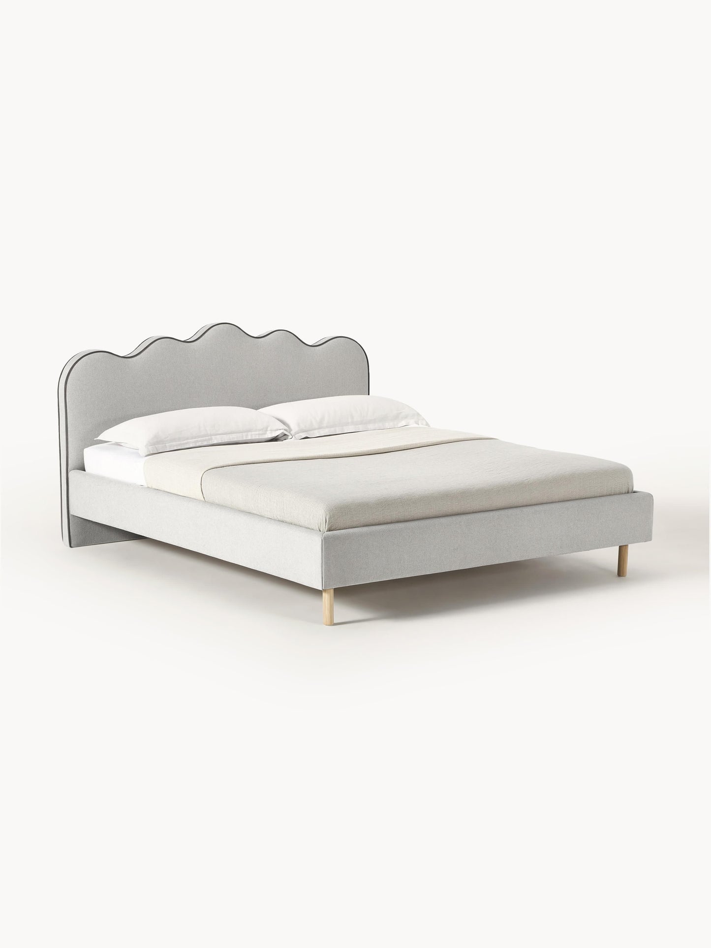 Romaset Upholstered Bed with Wavy Headboard