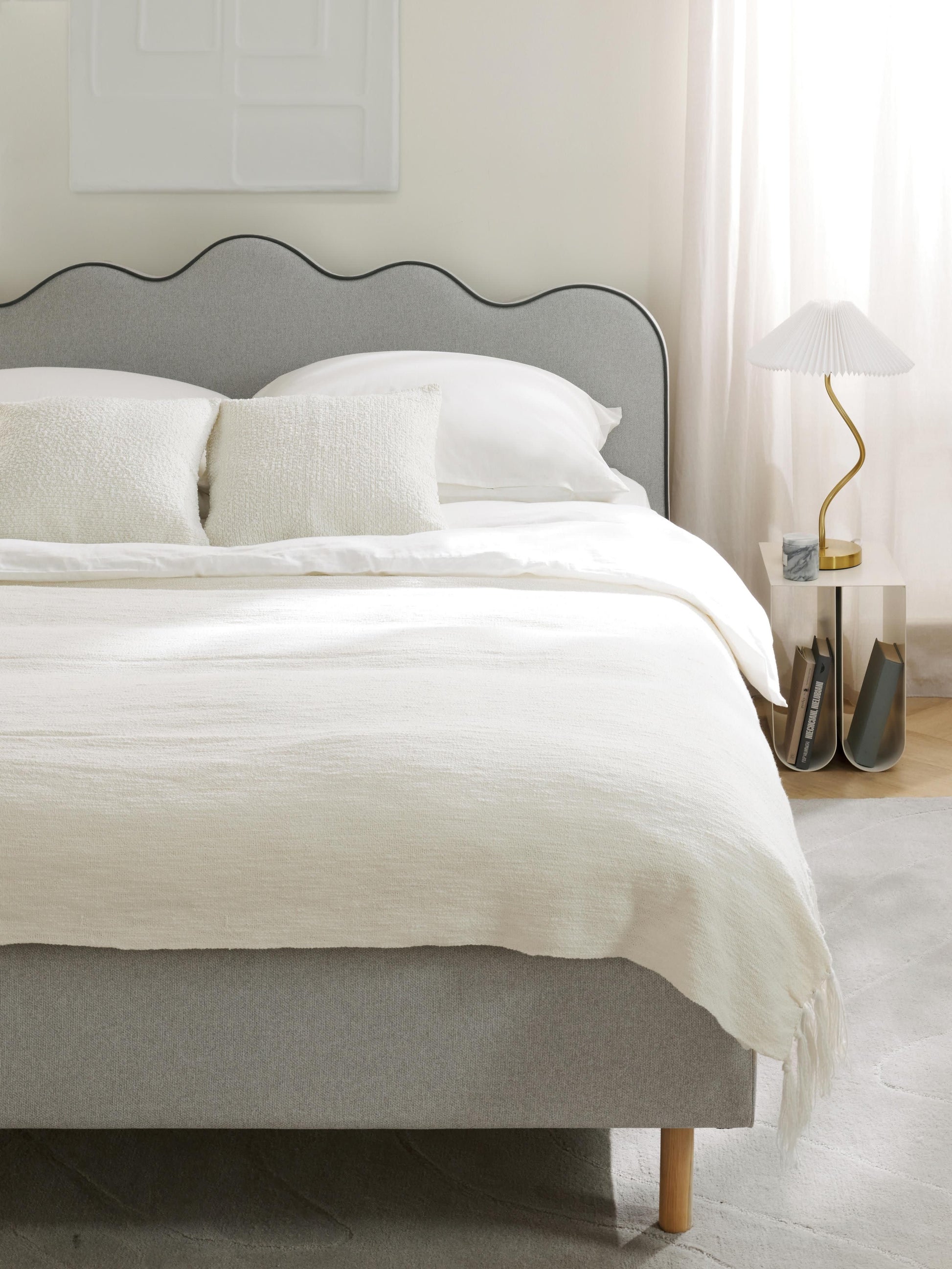 Romaset Upholstered Bed with Wavy Headboard