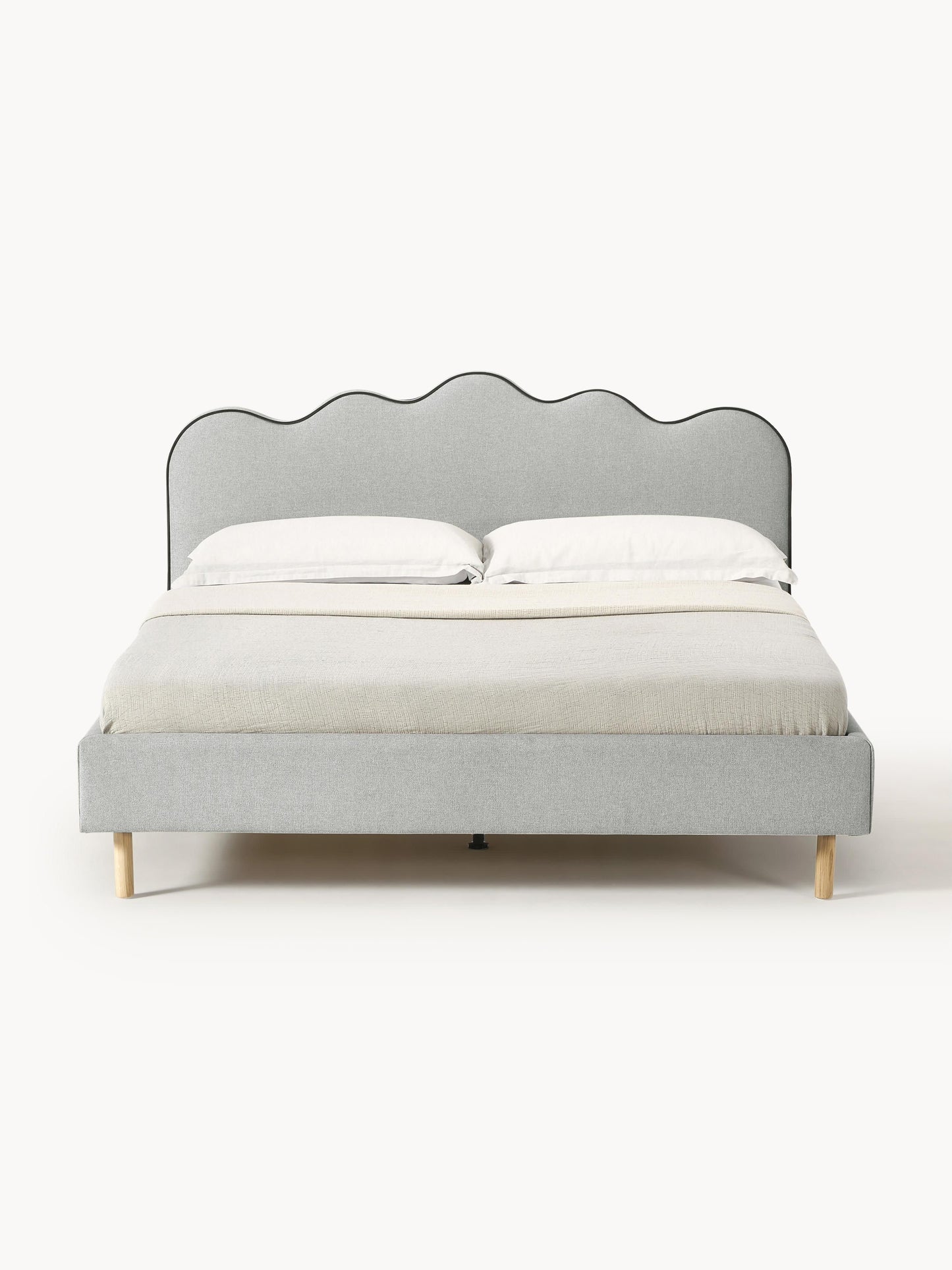 Romaset Upholstered Bed with Wavy Headboard