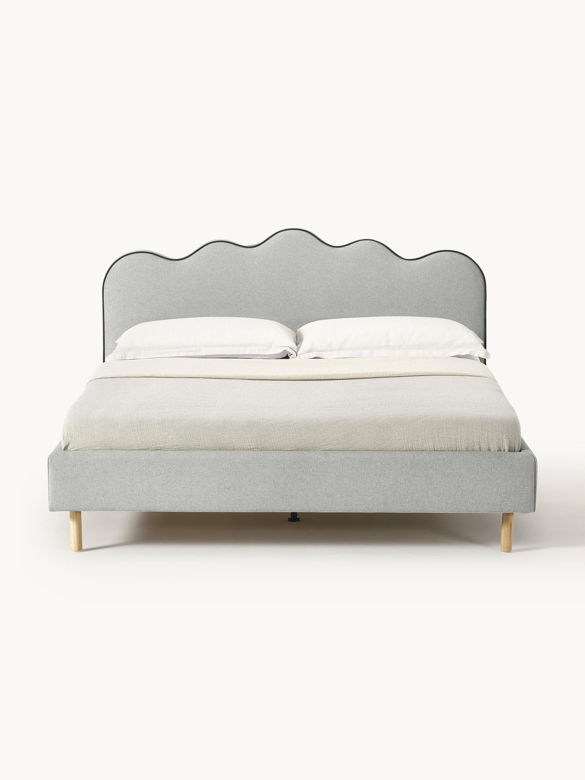 Romaset Upholstered Bed with Wavy Headboard