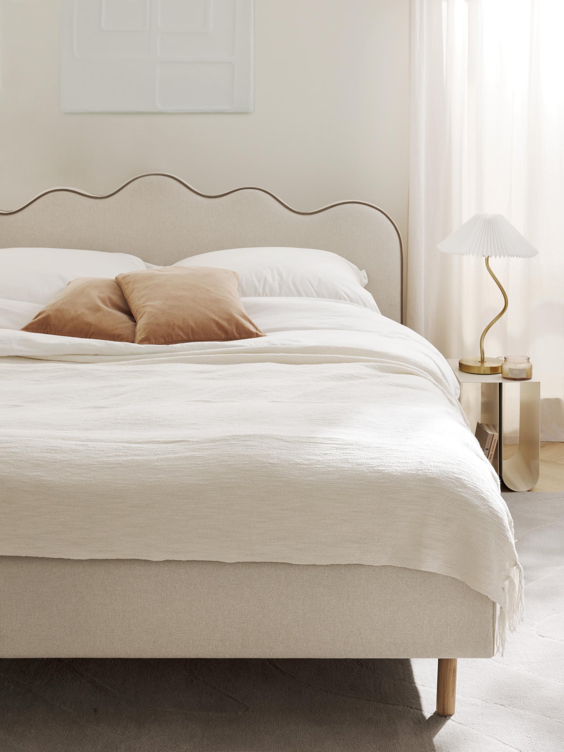 Romaset Upholstered Bed with Wavy Headboard