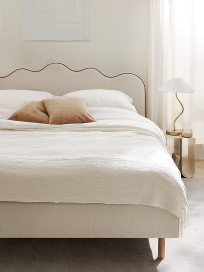 Romaset Upholstered Bed with Wavy Headboard