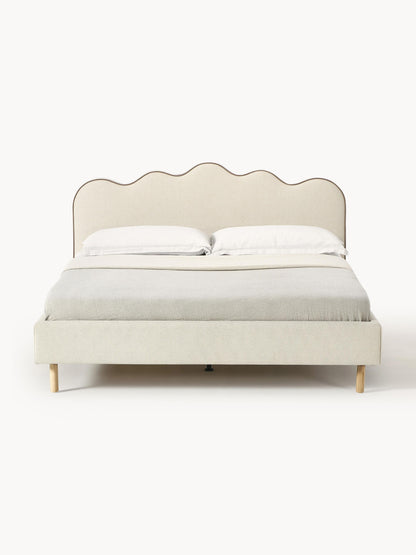 Romaset Upholstered Bed with Wavy Headboard