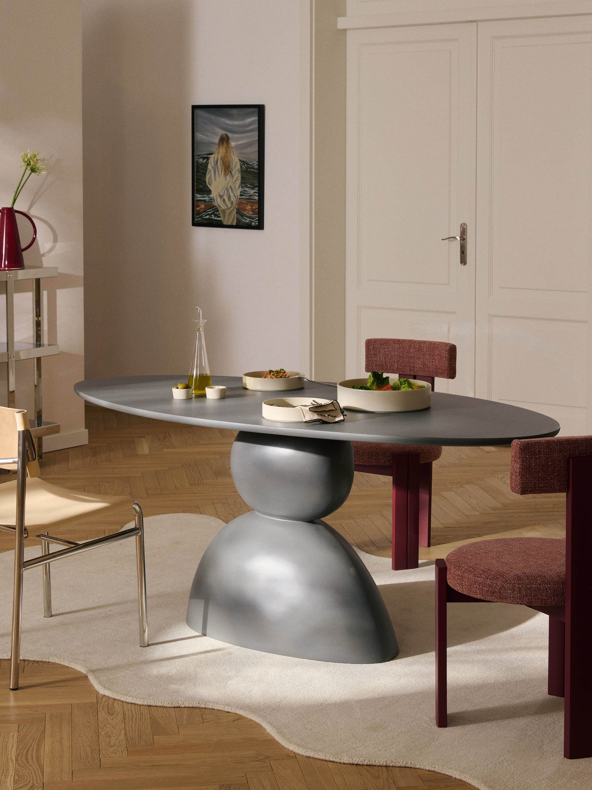 Sahrindo Oval Dining Table with Organic Design, 180 x 90 cm