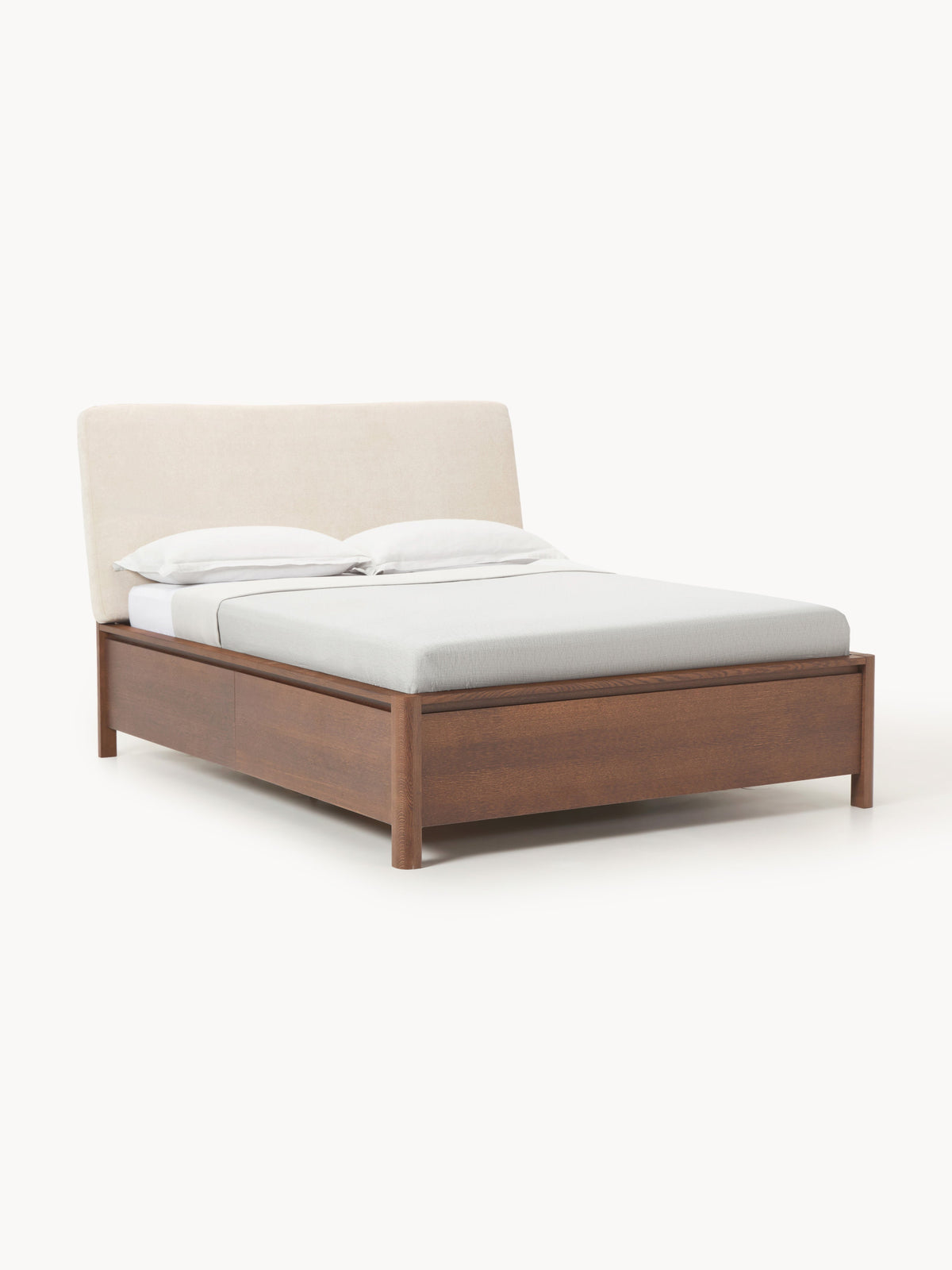 Santoveri Wooden Bed with Upholstered Headboard and Drawers