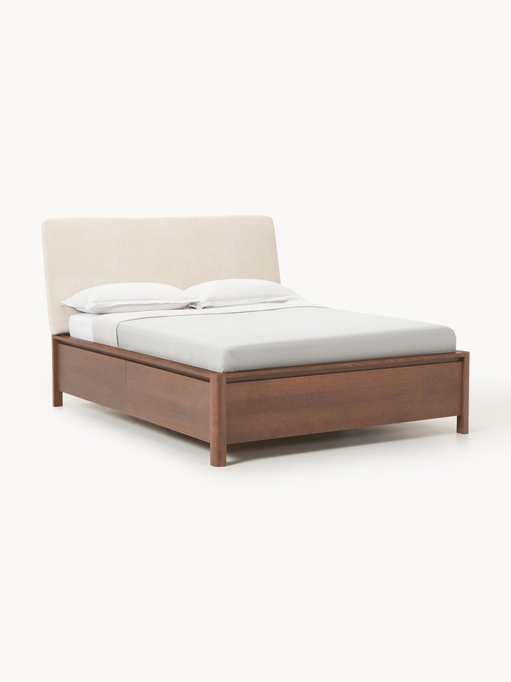 Santoveri Wooden Bed with Upholstered Headboard and Drawers