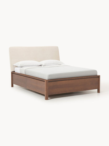 Santoveri Wooden Bed with Upholstered Headboard and Drawers