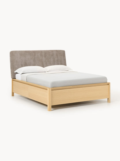 Santoveri Wooden Bed with Upholstered Headboard and Drawers
