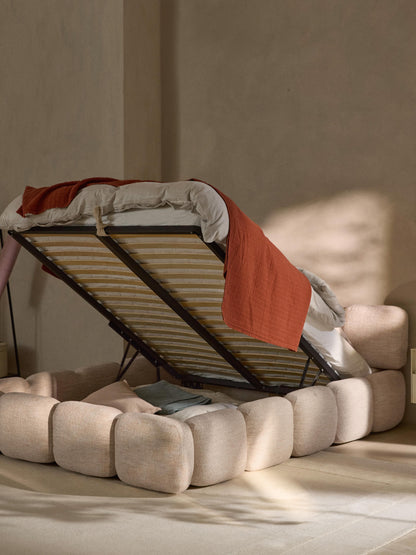 Taybela Bouclé Upholstered Bed with Storage
