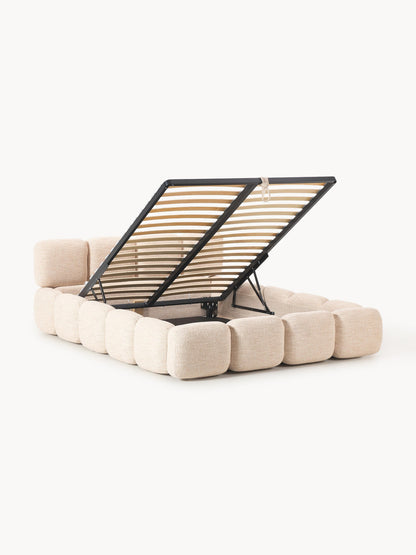 Taybela Bouclé Upholstered Bed with Storage