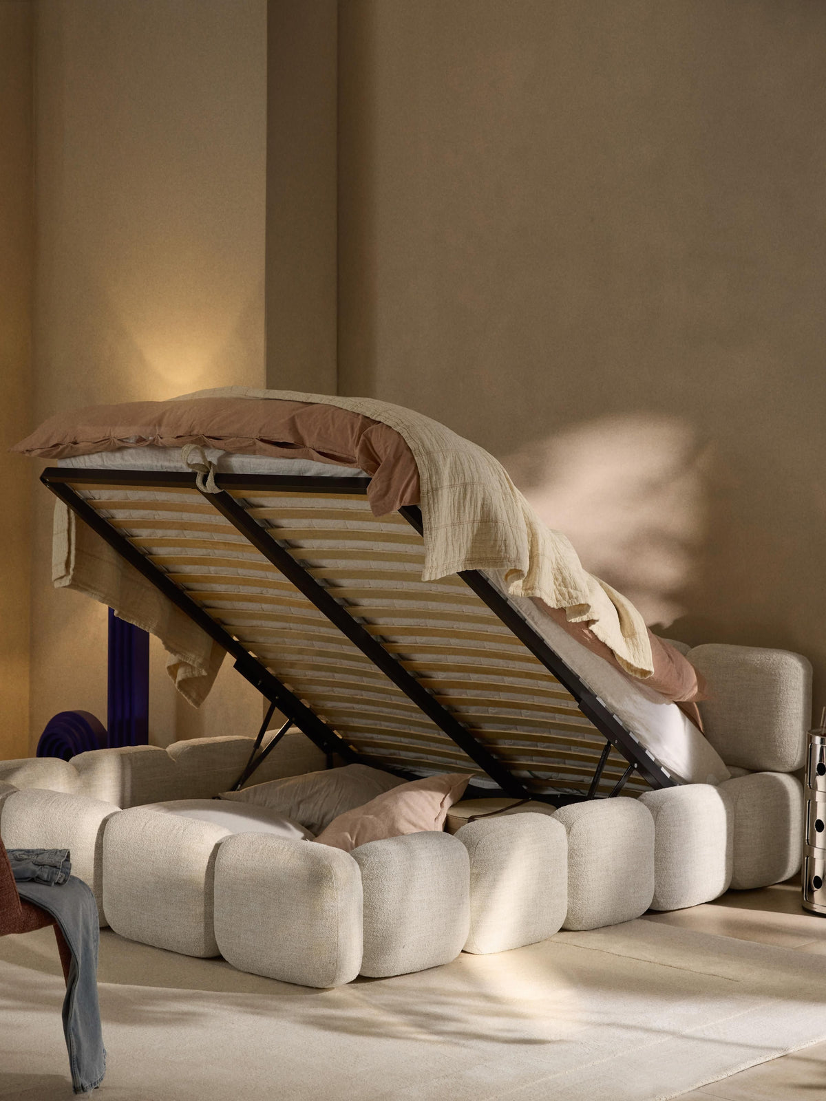 Taybela Bouclé Upholstered Bed with Storage