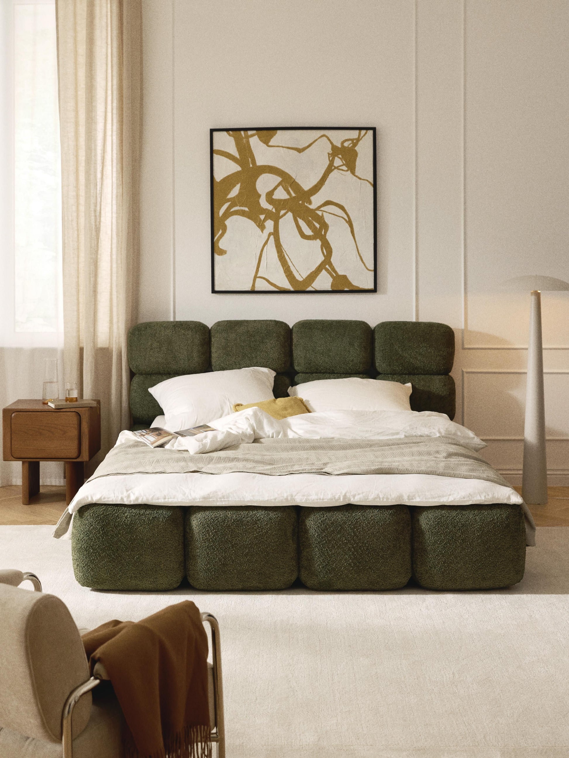 Taybela Upholstered Bed in Teddy Bouclé