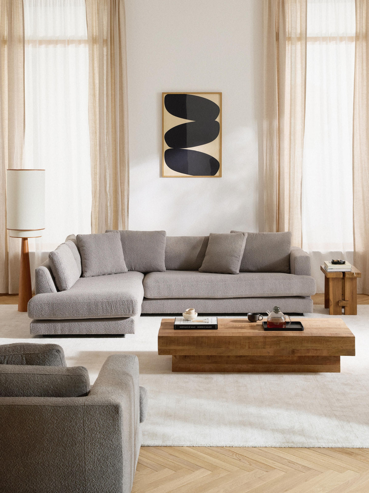 Tribondi Corner Sofa, Bouclé