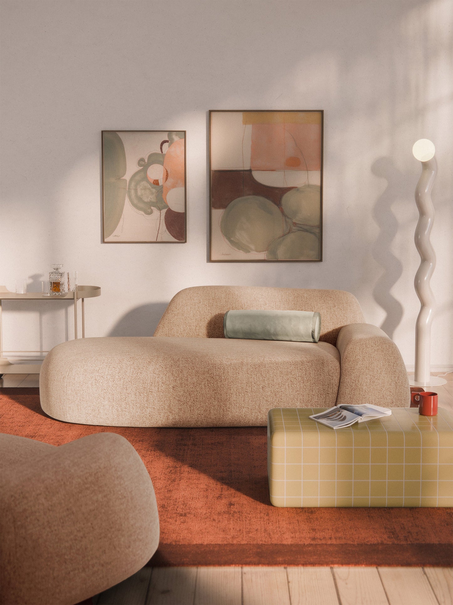 Wolmestra Bouclé Sofa (2-Seater) with Chaise Longue